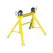 Sumner Lo Adjust-A-Roll pipe stand, 2000 lb capacity, dual rollers, adjustable height, yellow steel frame, pipe welding stand