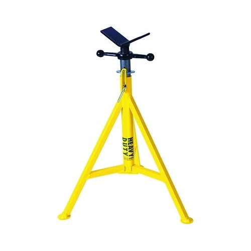Sumner heavy-duty Hi-Jack pipe stand 2500 lb cap V-head 28-49 in adjustable yellow tripod base pipe stand