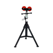 Sumner Fold-A-Jack Hi-Jack pipe stand 2000 lb cap steel roller head red wheels black tripod base 28-49 in height pipe stand