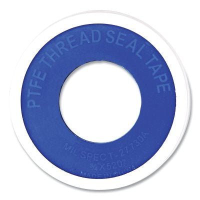 PTFE Pipe Thread Tape, 520 in L, 3/4 in W, 3 mil, White