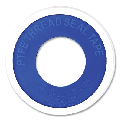 PTFE Pipe Thread Tape, 520 in L, 1 in W, 3 mil, White