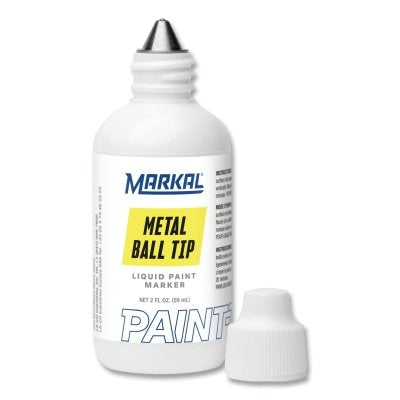 Ball Paint Marker Non-Drip Paint, Yellow, 1/8 in Tip, Metal Ball Point