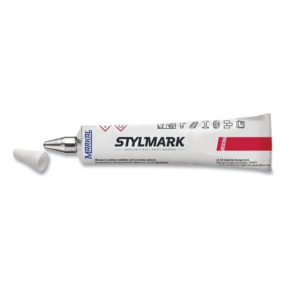 STYLMARK Tube Marker, White, 1/8 in Tip, Metal-Ball Tip