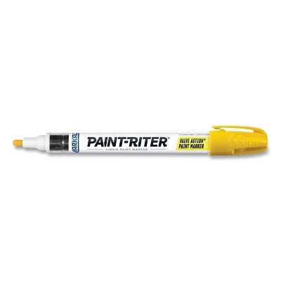 PAINT-RITER VALVE ACTION Paint Marker, Yellow, 1/8 in Tip, Medium