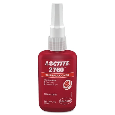 2760 Threadlocker, Primerless High Strength, 50 mL, Up to 3/4 in Thread, Red