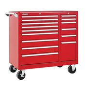 Mintenance Cart, 39-3/8 in W x 18 in D x 39 in H, 15 Drawers, Red