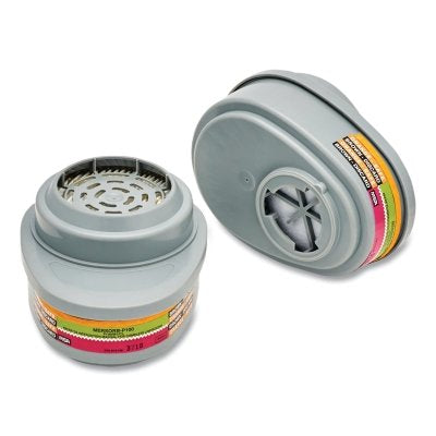 Advantage Respirator Cartridge, Chlorine, Mercury Vapor, Mersorb, P100, Olive/Magenta