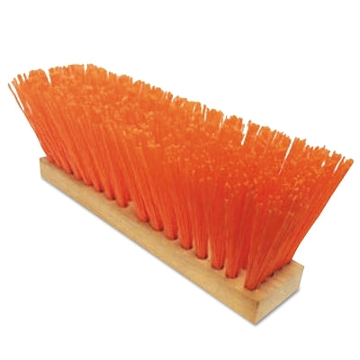OSHA-Orange Plastic Street Broom, 16 in Hardwood Block, 5 in Trim L, OSHA Orange Poly Corn