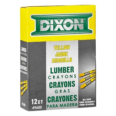 Lumber Crayon, 1/2 in dia x 4-1/2 in L, Yellow