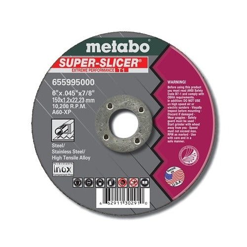 Metabo Super Slicer 655995 cutting wheel 6 in x 0.045 in x 7/8 in A60-XP 10200 RPM