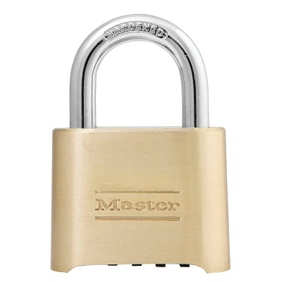 No. 175 Combination Brass Padlock, 5/16 in dia, 1 in L x 1 W, Brass