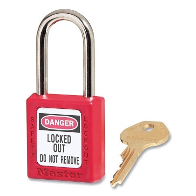 Zenex Thermoplastic Safety Lockout Padlock, 410, 1-1/2 W x 1-3/4 H Body, 1-1/2 in H Shackle, KD, Red
