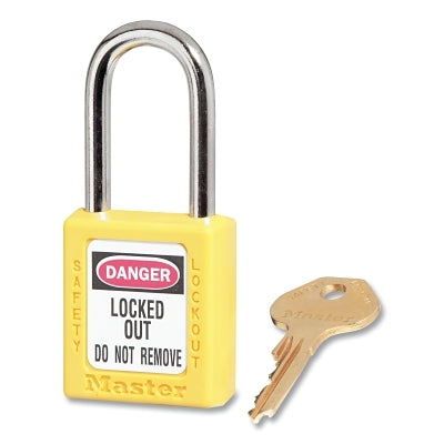 Zenex Thermoplastic Safety Lockout Padlock, 410, 1-1/2 W x 1-3/4 H Body, 1-1/2 in H Shackle, KD, Yellow