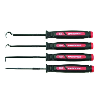 4 Pc. Dominator Mini Hook & Pick Set, Straight,  45° Double Angled Hook, 90° Angled Hook, Curved Hook