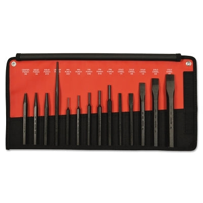 14 Pc Punch & Chisel Kits, Pointed/Round, English