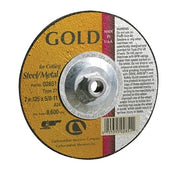 Gold AO Depressed Center Wheel, 4-1/2 in dia, 1/8 in Thick, 5/8 in Arbor, 24 Grit