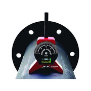 Flange Wizard magnetic centering head 1 in and larger pipe red body degree scale vial mounted on pipe flange