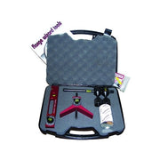 Flange Wizard Pipe Magician open hard case with centering head level two hole pins wrap accessories flange tool kit