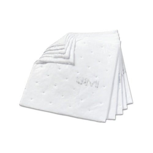 3M HP255 high-capacity petroleum sorbent pad white 17x19 in, absorbs 0.66 gal oil, stacked perforated pads