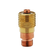 CK gas lens 1/8" 3.2mm brass ribbed body with copper mesh screen top and copper collet shank, TIG torch gas lens