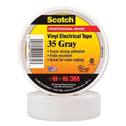 Vinyl Electrical Color Coding Tape, 35, 3/4 in W x 66 ft L, Gray