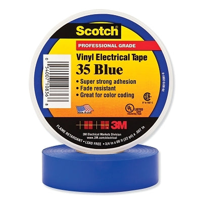 Vinyl Electrical Color Coding Tape, 35, 3/4 in W x 66 ft L, Blue