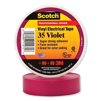 Vinyl Electrical Color Coding Tape, 35, 3/4 in W x 66 ft L, Violet