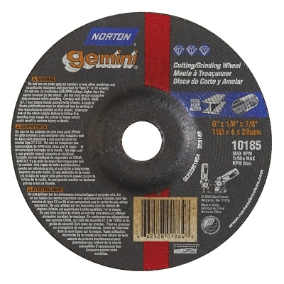 Gemini Depressed Center Wheel, 6" Dia, 1/8" Thick, 7/8" Arbor