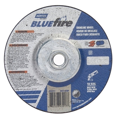 Bluefire Type 27 Depressed Center Wheel, 5 in x 1/4 x 5/8-11, 24 Grit, Zirconia Alumina