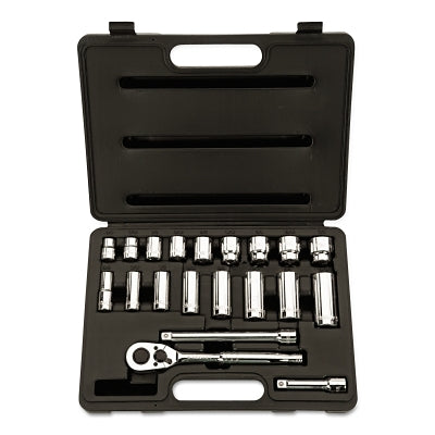 Socket Set, 20-Pc, 3/8 in Drive, Standard and Deep, 12-point