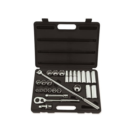 Stanley 85-434 socket set 26-piece 1/2 in drive 6-point 12-point chrome sockets in blow-mold case hand tool