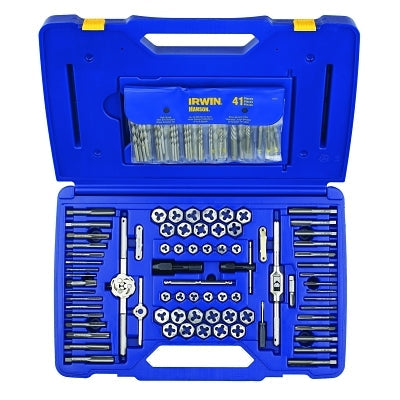 117-Pc Machine Screw/Fractional/Metric Tap & Hex Die and Drill Bit Deluxe Set, Includes Plastic Case