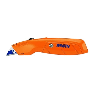 Hi-Vis Retractable Knife, 6-1/2 in Length, Bi Metal Blade, Cast Aluminum, Orange
