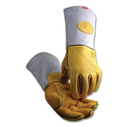 1485 Elk Skin Wool Insulated Unlined Palm MIG/Stick Welding Gloves, Large, Gold/Gray