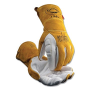 1540 revolution Premium Goat Grain Unlined Palm TIG/Multi-Task Welding Gloves, Cowhide Cuff, X-Large, Gold/Pearl White