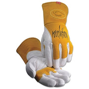 1810 revolution Cow Grain Unlined Palm 2-Layer Insulated Back MIG/Stick Welding Gloves, Large, Gold/White, Gauntlet Cuff