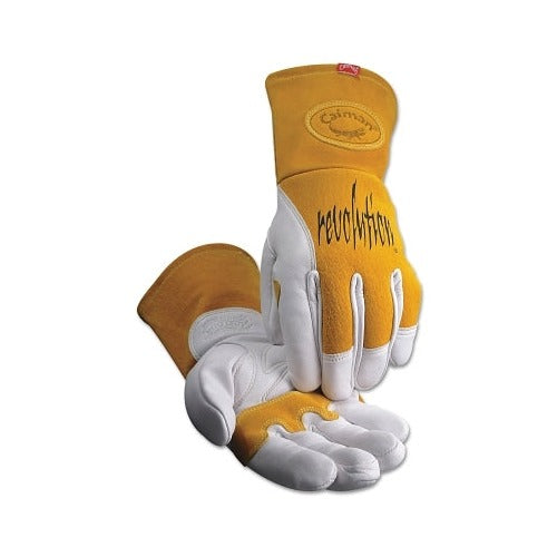 Caiman 1810 Revolution welding gloves large white cow grain palm gold insulated back Kevlar-sewn welding work gloves