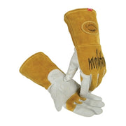 1868 revolution Goat Grain FR Back Unlined Palm TIG/MIG Welding Gloves, Small, White/Gold, 4 in cuff
