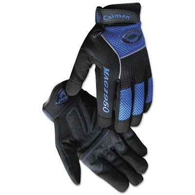 2950 Synthetic Leather Padded Palm Grip Mechanics Gloves, Large, Black/Blue/Gray
