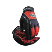 Caiman 2951 silicon grip gloves large red black mesh back textured silicone palm mechanics work gloves