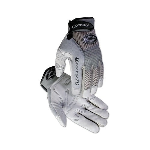 Caiman 2970 deerskin mechanics gloves XL gray padded palm knuckle protection mesh back mechanics gloves