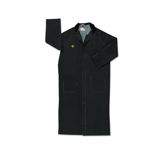 MCR Safety Classic Plus FR267C black PVC polyester full-length rain coat with snap front closure, X-Large