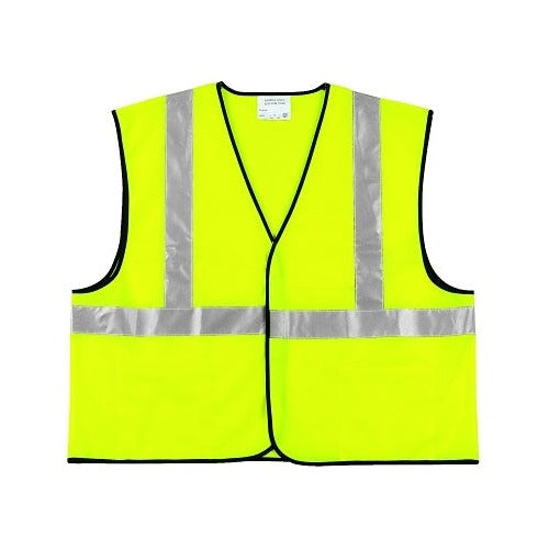 MCR Safety VCL2SLX4 Class II economy safety vest lime yellow solid fabric two reflective stripes XL safety vest