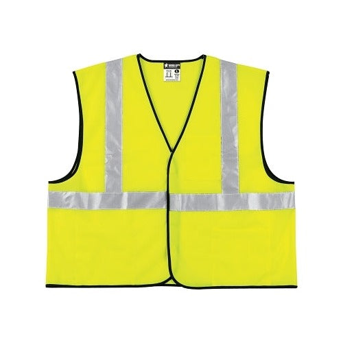 MCR Safety VCL2SLX Class II economy safety vest 2X-Large lime green mesh with silver reflective stripes