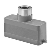 Remote cable cord end replacement, gray threaded connector housing with metal collar fitting