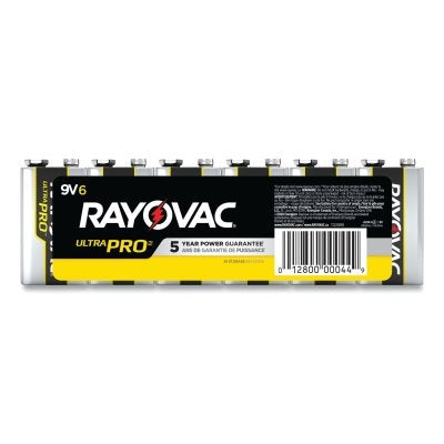 Ultra Pro Alkaline Battery, 9V, Shrink Pack, 6/PK