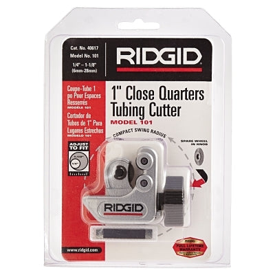 Close Quarters Tubing Cutter, Model 101, 1/4 in to 1-1/8 in Cutting Capacity, Includes Spare Cutter Wheel