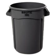 BRUTE Round Container without Lid, 32 gal, Heavy-Duty Plastic, Gray