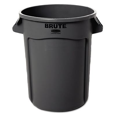 BRUTE Round Container without Lid, 32 gal, Heavy-Duty Plastic, Gray