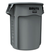 BRUTE Round Container without Lid, 55 gal, Heavy-Duty Plastic, Gray